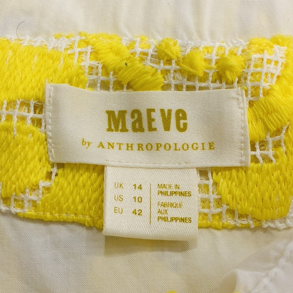 Maeve‎ Anthropologie Lace Babydoll Strappy Backless Mini Dress Size 10 Yellow - Picture 10 of 16